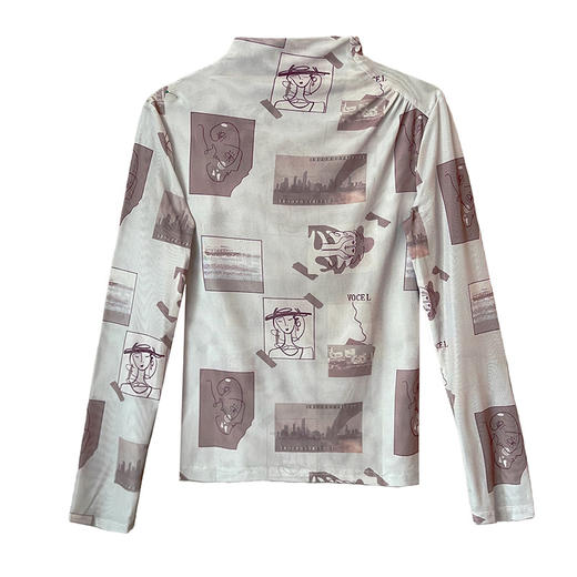 KQLA55F8709 2025新款高端半高领网纱打底衫内搭流行爆款女士纱衣t恤上衣 商品图4