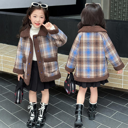 【39.9元/件】儿童加厚格纹外套加绒男童女童冬季保暖服饰 商品图2