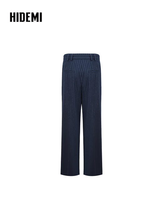 HIDEMI 进口绵羊毛色织可拆卸腰带条纹阔腿裤加厚款长裤 商品图8
