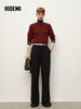 HIDEMI 进口绵羊毛侧缝条纹拼接撞色抽绳加厚阔腿裤长裤 商品缩略图5
