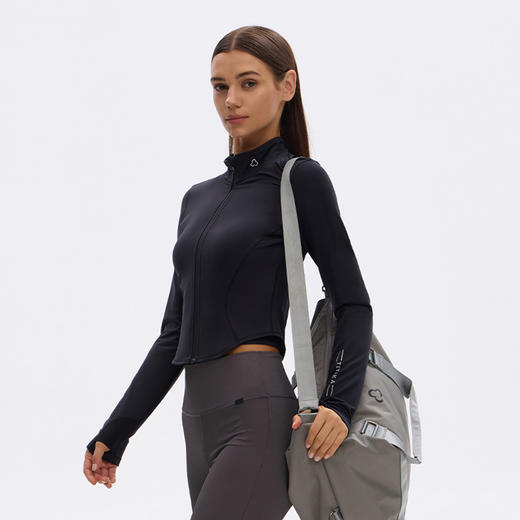 TITIKA立领拉链修身外套户外紧身短款健身跑步长袖上衣31226 商品图1