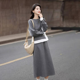 【专柜原价899！秋季上新福利158元得两件套裙！】空气棉拼套装裙｜博主穿搭照进现实！极致柔糯，垂感十足，轻松拿捏时尚慵懒氛围感~基地直邮