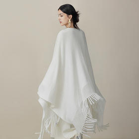 【林栖设计小店】【林栖系列】山羊绒毛织披肩2025秋冬新款保暖流苏围巾女2954065