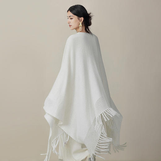 【林栖设计小店】【林栖系列】山羊绒毛织披肩2025秋冬新款保暖流苏围巾女2954065 商品图0