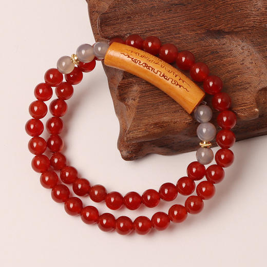 红玛瑙·绿檀双圈半镯手串 | 腕间的东方美意，串起宁静的四季 商品图7