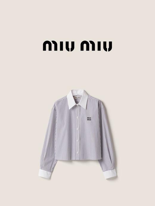 条纹府绸衬衫，小标刺绣工艺。姐感气质法式翻领长袖衬衣C100758 商品图6