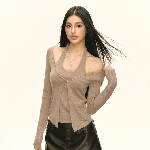 Ariseism 美式复古设计感长袖针织衫女秋季新款上衣毛衣 商品图2