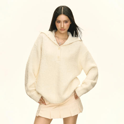 Ariseism 美式复古设计感宽松翻领毛衣女秋季新款上衣 商品图3