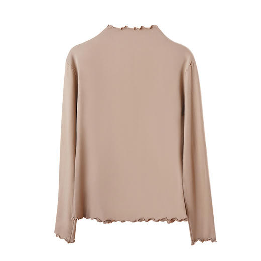 严选半高领木耳边内搭修身打底衫女秋冬T恤保暖上衣纯色韩版长袖 商品图4