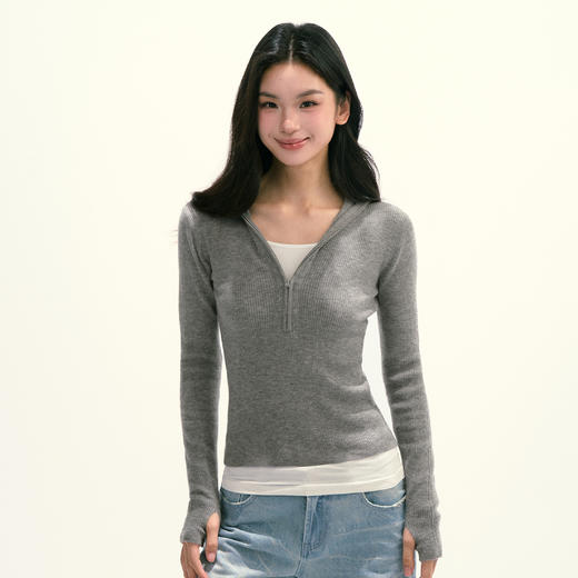 Ariseism 美式复古设计感长袖短款针织衫毛衣女秋季新款上衣 商品图2