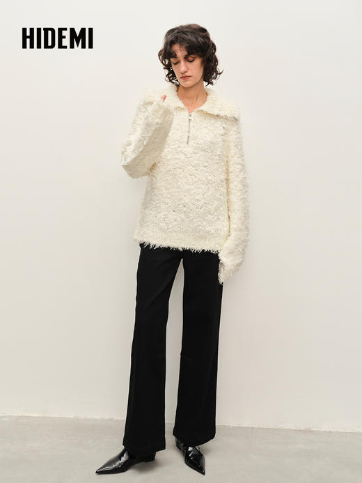 HIDEMI 都市单宁系列中低腰水洗黑进口纱线阔腿长裤牛仔裤 商品图1