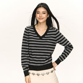 Ariseism 美式复古设计感条纹针织衫毛衣女秋季新款上衣