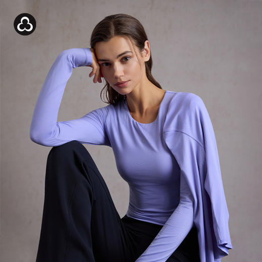 TITIKA云柔BRA仿生运动长袖T恤一体胸垫秋季修身休闲运动上衣11224 商品图0