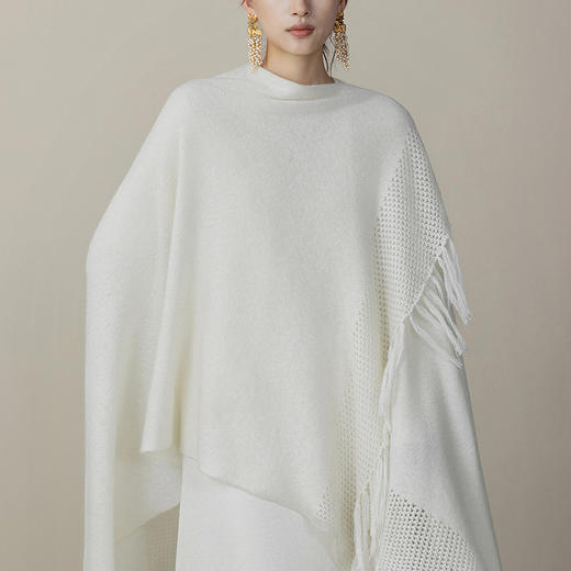 【林栖设计小店】【林栖系列】山羊绒毛织披肩2025秋冬新款保暖流苏围巾女2954065 商品图4