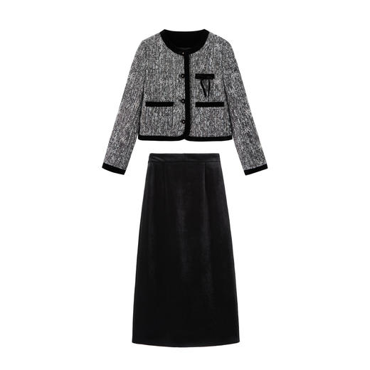 HR YJLY8675复古港风马甲半身裙套装气质减龄显瘦三件套 商品图4