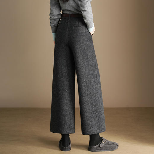 「自」全新升级【铂金会员220/天猫289/差价69】(15020)洛诗琳羊毛呢阔腿九分裤2025冬季新款高腰垂感宽松直筒裤 商品图3