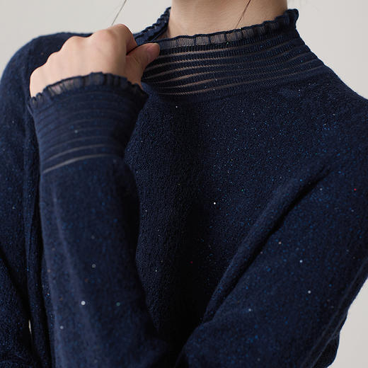 【林栖设计小店】雾织山花系列毛织连衣裙拼花边珠片优雅气质2025秋冬新款毛衣长裙女1954066 商品图3