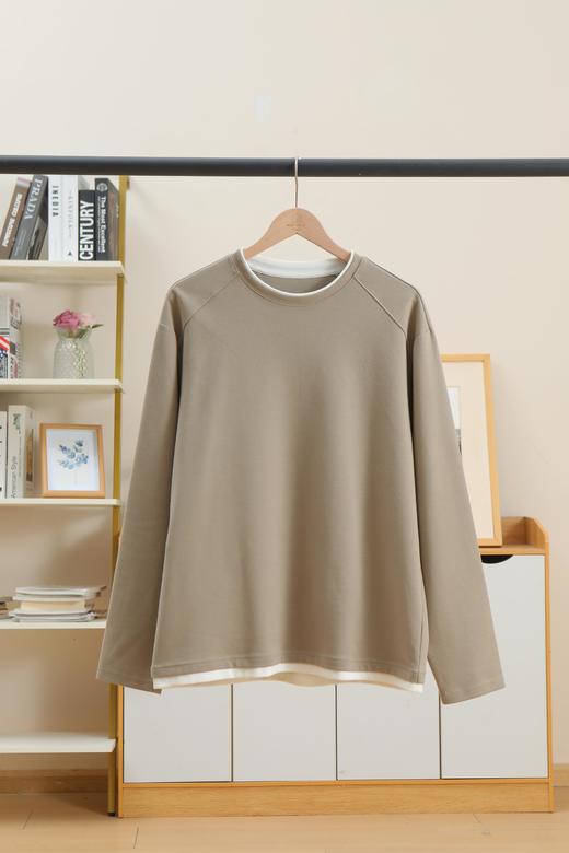 WOODSWOOL丛绒男装假两件肌理感长袖磨毛T恤 商品图2