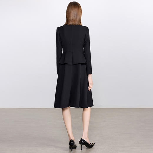 IWY/拼接领黑色假两件连衣裙女秋季新款法式优雅气质职业装Q1448 商品图4