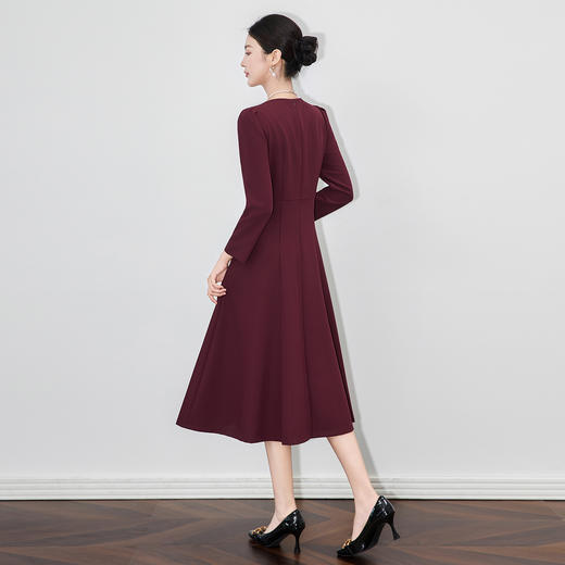 「高货wl」全新升级【铂金会员367/天猫499/差价132】(01027)洛诗琳重工刺绣分割线中长连衣裙2025秋季优雅大摆A字裙 商品图3