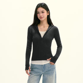 Ariseism 美式复古设计感长袖短款针织衫毛衣女秋季新款上衣