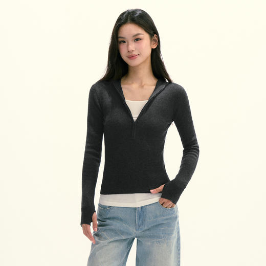 Ariseism 美式复古设计感长袖短款针织衫毛衣女秋季新款上衣 商品图0