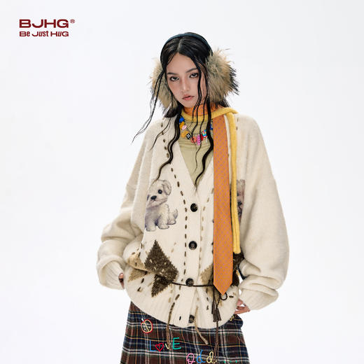 BJHG不计后果趣味小狗毛衣男款冬季2025新款羊毛针织衫情侣上衣 商品图1