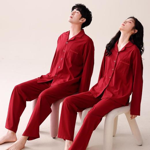 【本命年·婚礼·新婚睡衣】红色情侣睡衣秋冬纯棉长袖公主风新婚家居服秋天男女士结婚睡衣 商品图1