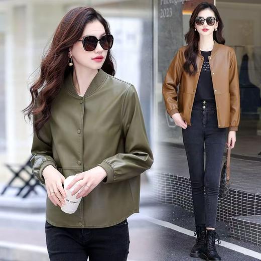 真皮皮衣女短款棒球服2025新款春秋韩版绵羊皮夹克宽松小外套 商品图5