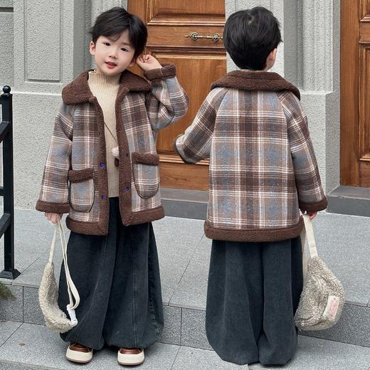 【39.9元/件】儿童加厚格纹外套加绒男童女童冬季保暖服饰 商品图4