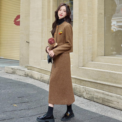 HR YJLY8677小香法式气质撞色花边两件套 商品图0