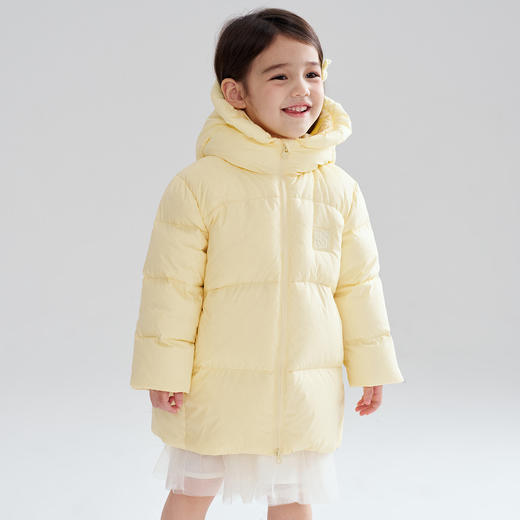 笛莎Deesha 2025冬季女童时尚趣味三防90绒连帽中长款羽绒服 商品图1