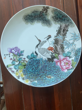 炉钧挂彩花鸟赏盘