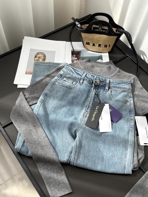 会员福利【官网600+细腿神裤】拉夏贝尔/La Chapelle高腰显瘦设计感小脚牛仔裤2025新款铅笔裤子 商品图10