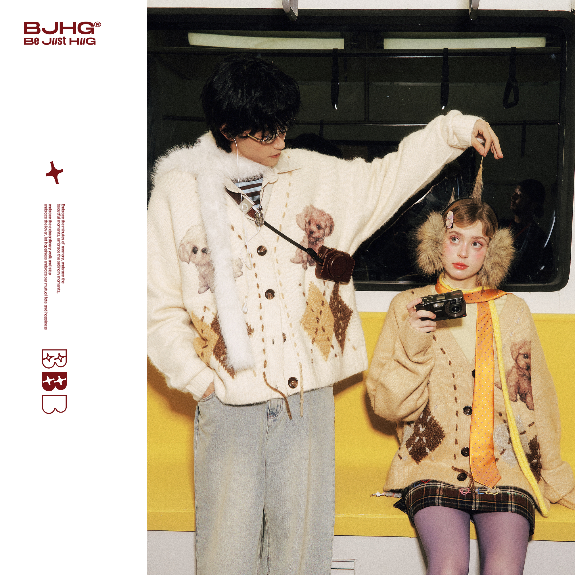 BJHG不计后果趣味小狗毛衣男款冬季2025新款羊毛针织衫情侣上衣