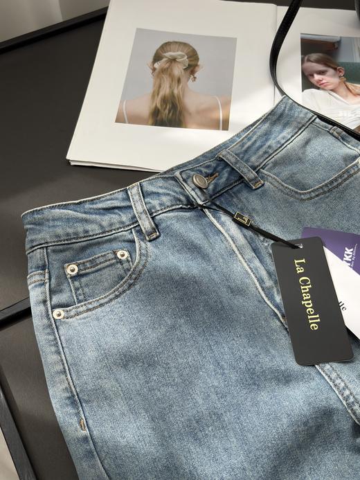 会员福利【官网600+细腿神裤】拉夏贝尔/La Chapelle高腰显瘦设计感小脚牛仔裤2025新款铅笔裤子 商品图6