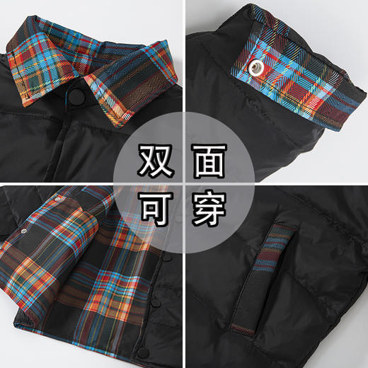 2025秋冬新款儿童双面穿羽绒内胆男女中大童翻领格子厚外套 商品图4