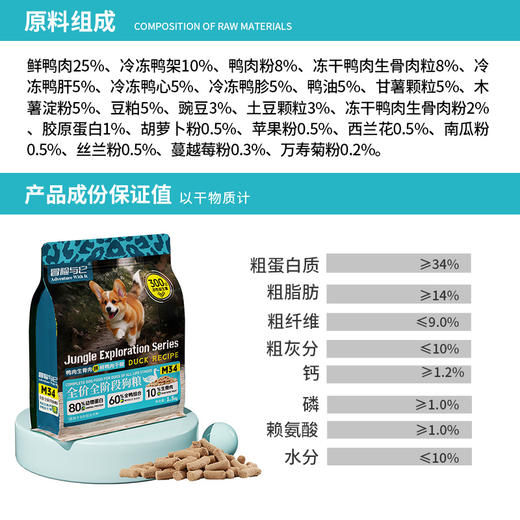 冒险与它生鲜纯享全价冻干生骨肉主粮猫粮犬粮1.5kg 鸡肉鸭肉配方 益生菌添加 不吃包退 商品图2
