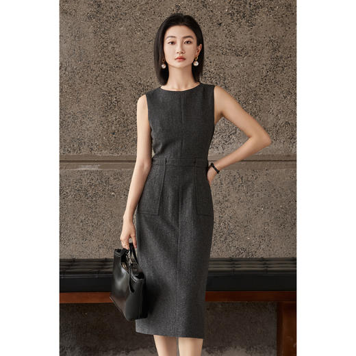 剩S/M 米思阳2026春季新款简约优雅背心连衣裙收腰显瘦直筒裙女4812 商品图4