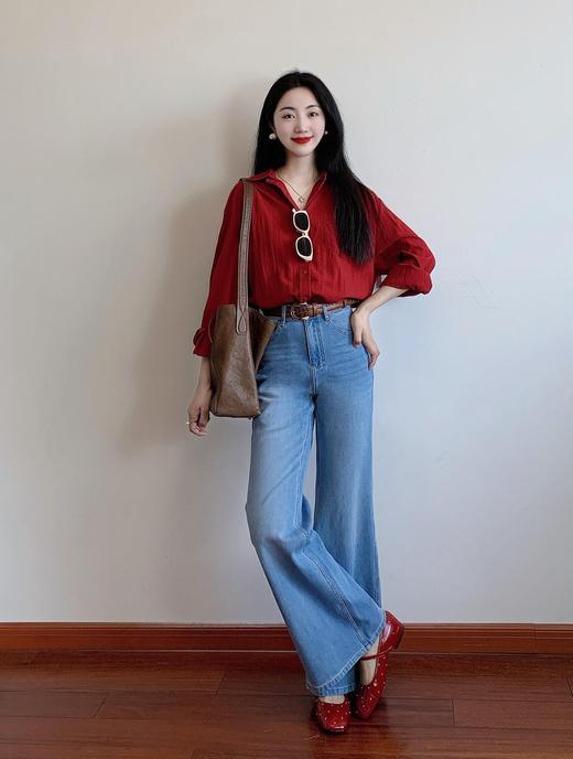 老米优品🎈3-5天发！《秋日番茄红 复古天丝衬衫》秋日松弛氛围感单品， 显白番茄红 亲肤不闷汗~ 商品图1