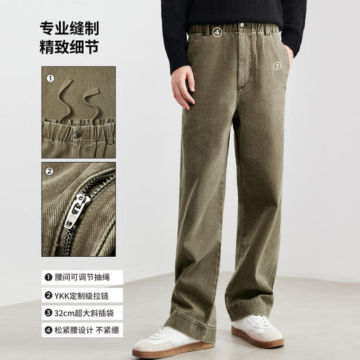 棉仓366819007-巴恩风成衣染色阔腿牛仔裤男重磅全棉复古水洗阔腿裤直筒裤 商品图1