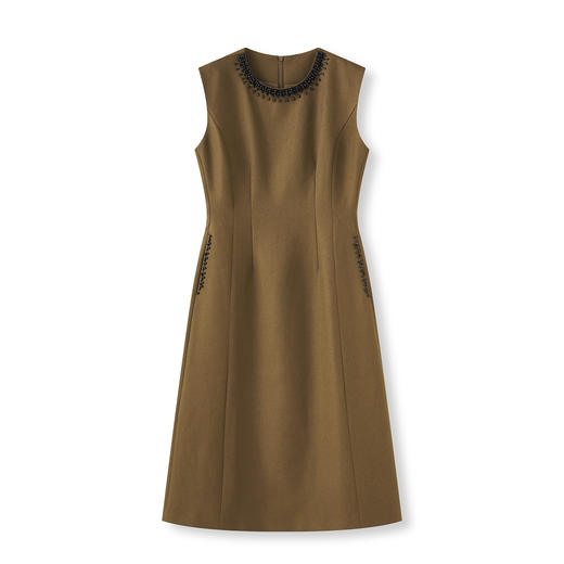 「高货wl」全新升级【铂金会员395/天猫529/差价134】(93206)洛诗琳重工钉珠毛呢连衣裙2025秋季收腰修身无袖背心裙 商品图4