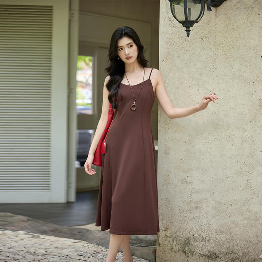 奢姿大码女装2025秋季时尚系带收腰吊带连衣裙胖妹妹气质减龄裙子9953870265B 商品图2