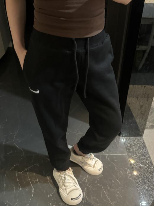 Nk 纯色logo宽松休闲运动高腰加绒卫裤运动裤（DQ5888 ）（蕾姐灰色M！黑色S参考白色S） 商品图5