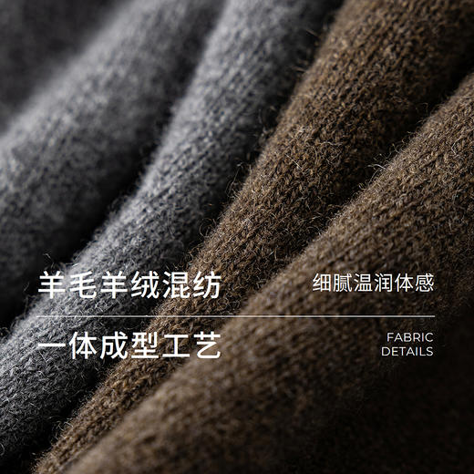 棉仓366635032-一体成型高领蘑菇扣羊毛羊绒混纺开衫 商品图2