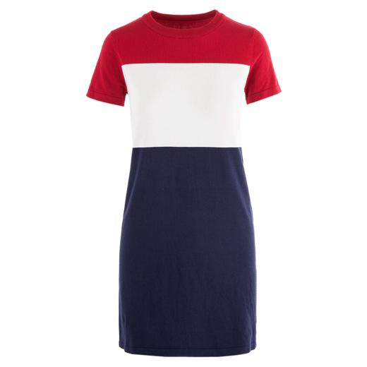 欧芮儿夏撞色针织衫女中长款收腰显瘦连衣裙女裙子 商品图3