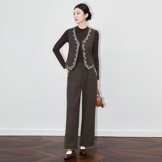 「高货wl」全新升级【铂金会员413/天猫559/差价146】(99034)洛诗琳2025秋季民族风重工刺绣马甲内搭打底长裤三件套 商品图1