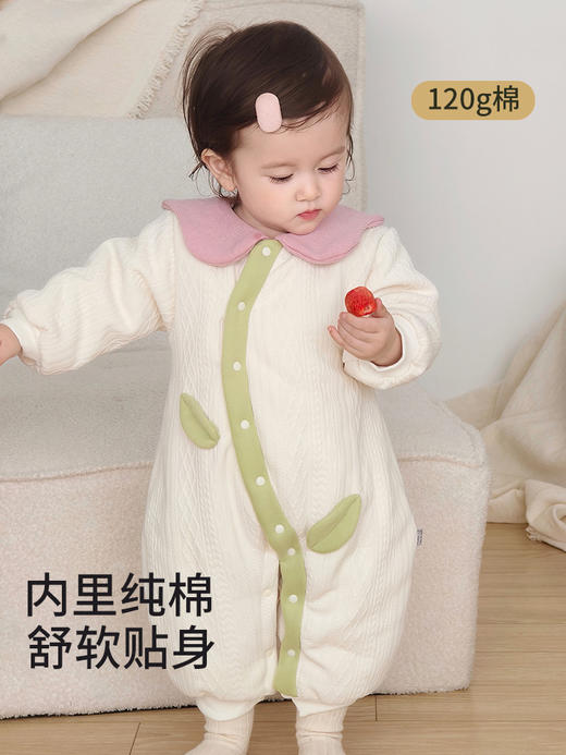 【百日仪式感连体衣！裸睡般亲肤】婴儿衣服秋冬装连体衣爬服小月龄女宝宝洋气哈衣百天冬季外出服。hb 商品图0