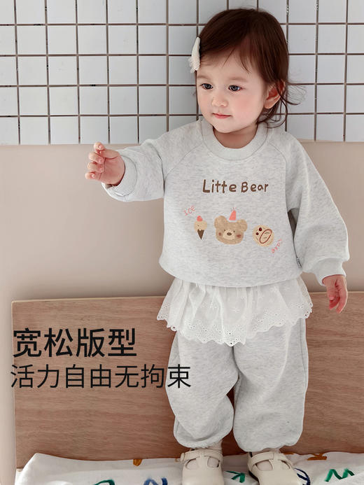 2025早秋新款【柔暖亲肤软糯！花边萌趣】宝宝套装 2025 秋装儿童长袖卫衣花边卫裤婴幼儿洋气保暖衣服两件套。hb 商品图3