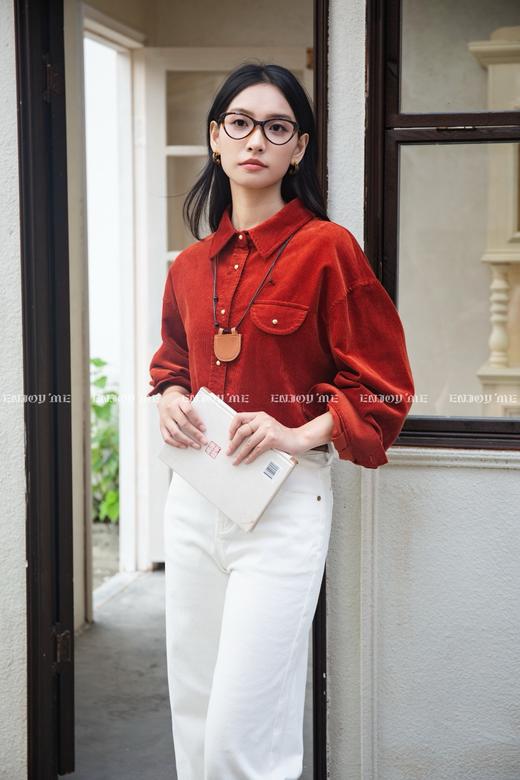 【门店同款】ENJOY冬季“暖冬知性”银扣灯芯绒衬衫 167294531 商品图2